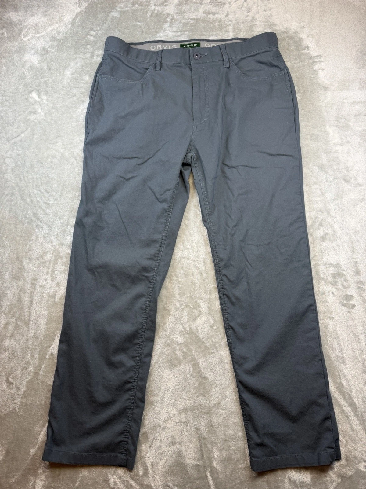 Orvis Pants Men's 36x30 Straight Leg Lightweight Stretchy Chino Pant Blue Gray