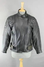 CLASSIC BRITISH MADE GEAR BLACK LEATHER BIKER JACKET SIZE 14