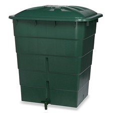 Garantia 300 L Tapered Water Butt Green Recycled Plastic Square with Tap