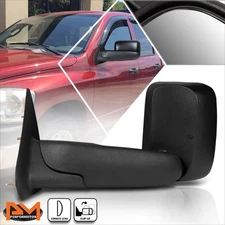 For 02-09 Dodge Ram 1500/2500/3500 Manual Telescoping Black Towing Mirror Left