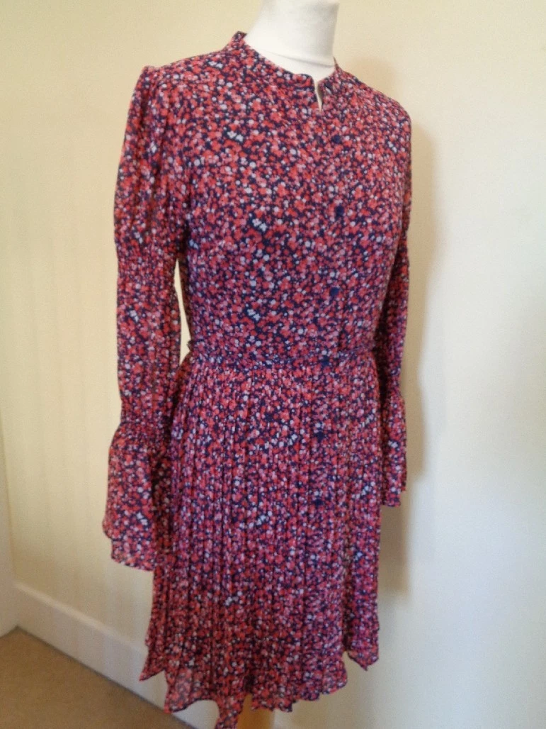 MICHAEL KORS NUOVISSIMO ABITO MULTICOLORE DITSY FLOREALE CON GONNA PLISSETTATA XS