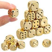 10 Pieces 16mm Gold Electroplated Dice Set, R...