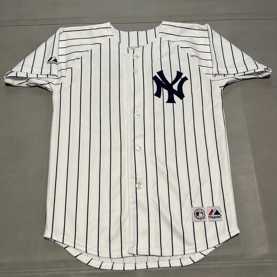 Camiseta de béisbol blanca a rayas de los Yankees de Nueva York para jóvenes niños-M-10/12-9771 Foto 2 de 4