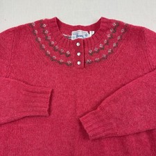 Vintage Deans Of Scotland Sweater Womens 38 Pink 1970s 100 Wool Shetland