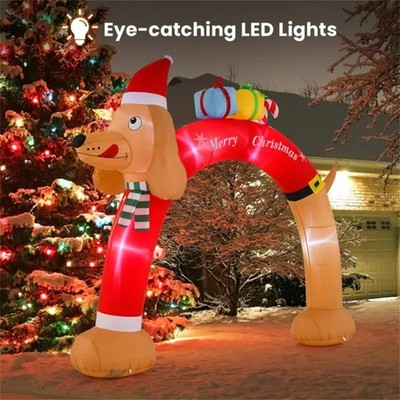  US STOCK 8FT Inflatable Christmas Arch Dachshund Gifts LEDs FAST SHIP