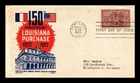 US COVER LOUISIANA PURCHASE SESQUICENTENNIAL FDC SCOTT 1020 BOLL CACHET CRAFT