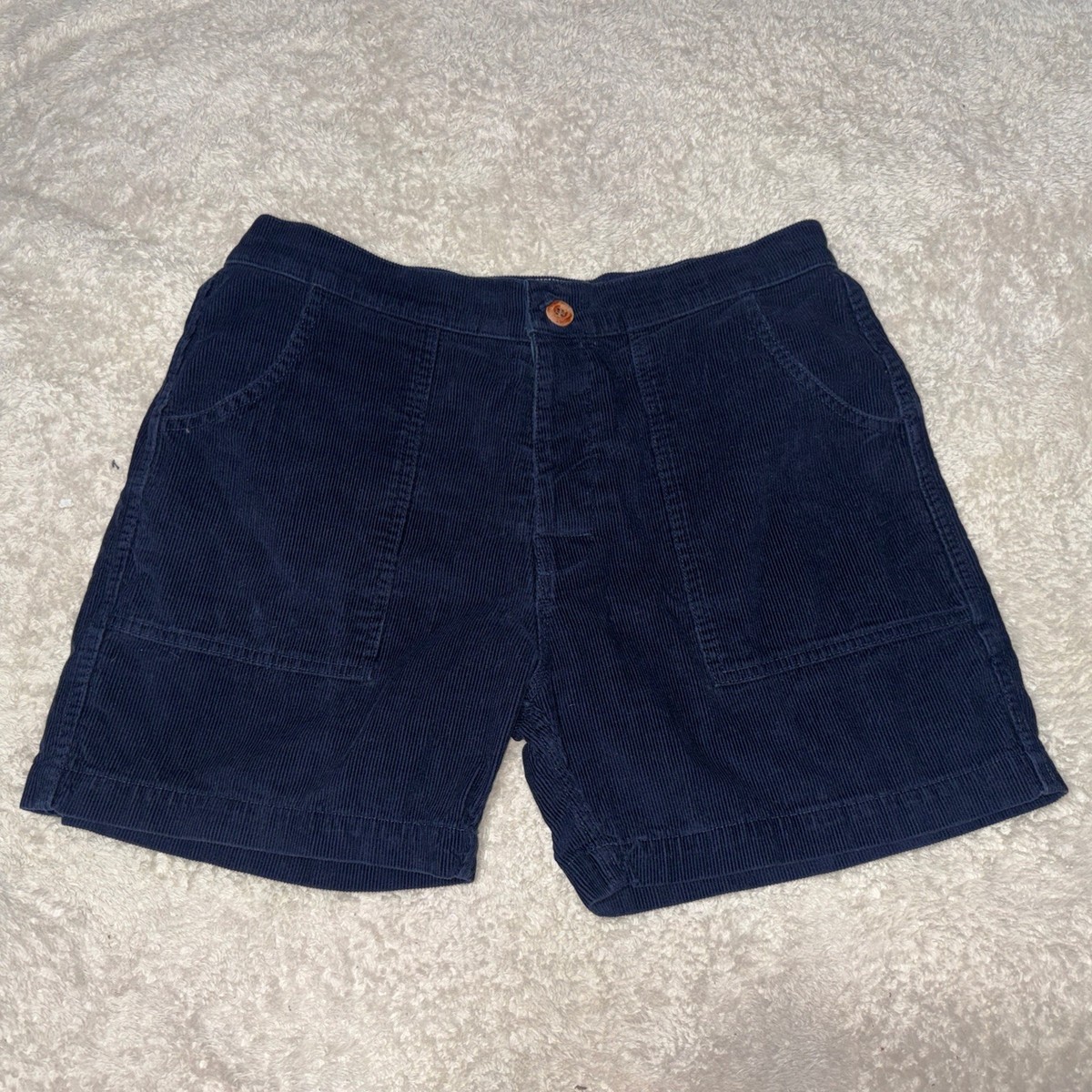 Birdwell Beach Britches Corduroy Shorts Men 32 Button Fly Navy