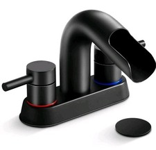4 in. Centerset Double Handle Waterfall Spout Bathroom Faucet with Pop-Up Assy