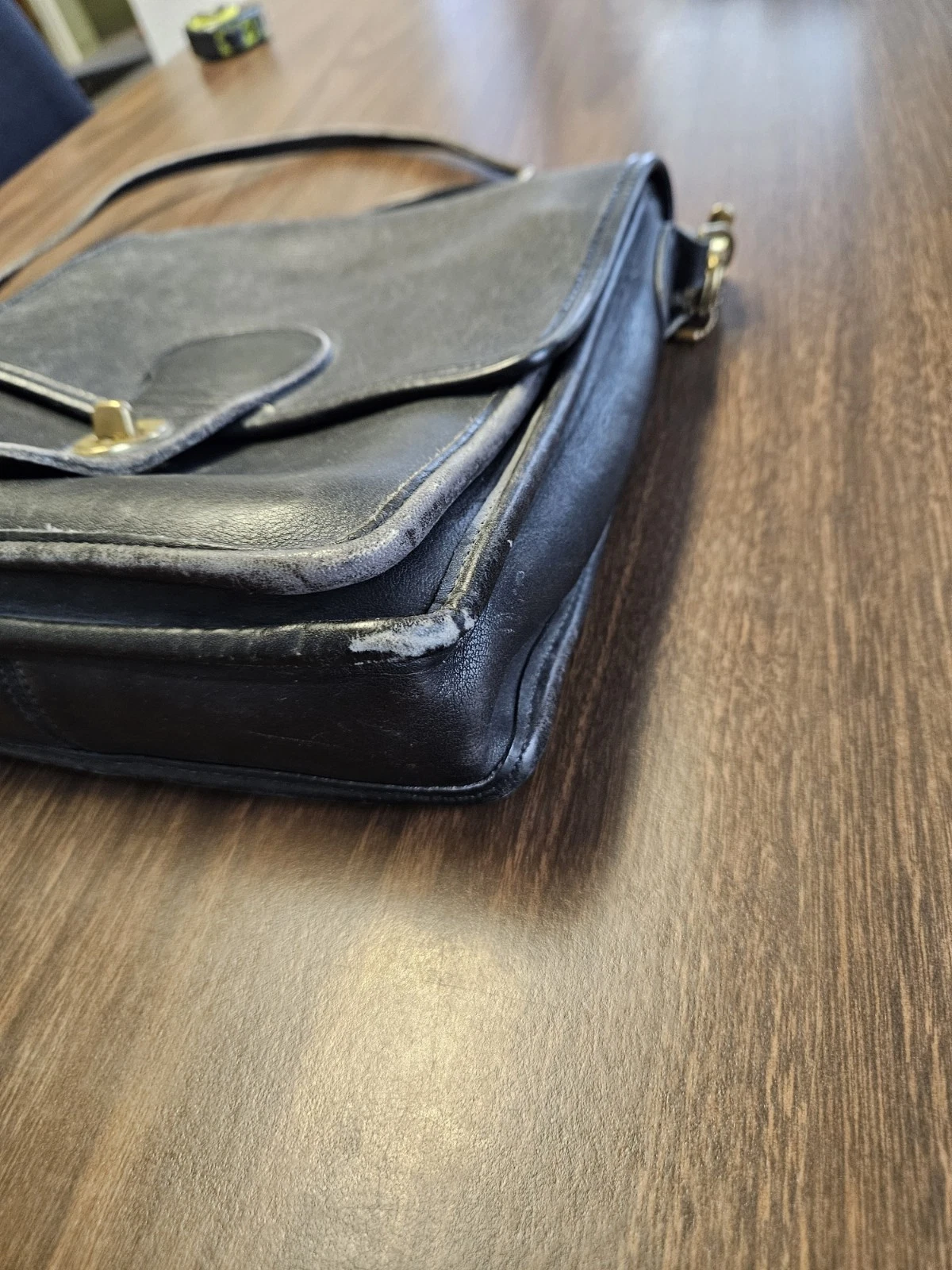 Borsa Coach vintage pelle nera Willis Station manico superiore e tracolla borsa