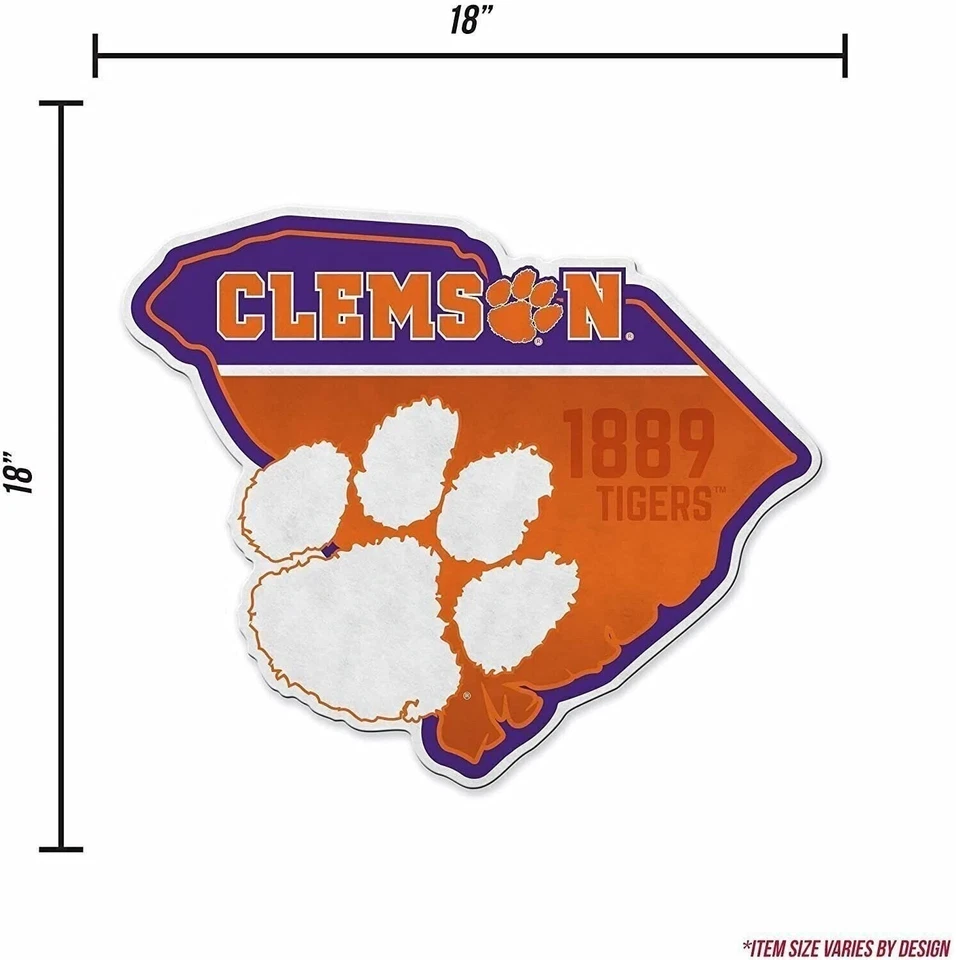 Banderín Clemson Tigers forma estatal 18 pulgadas fieltro suave Universidad de Foto 4 de 4