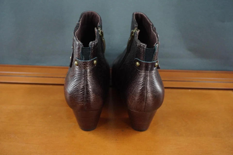 Earth Boots Mujer Talla 10 Bronce Hope Botines Cuero Cremallera Tacón Cómodo Foto 4 de 4