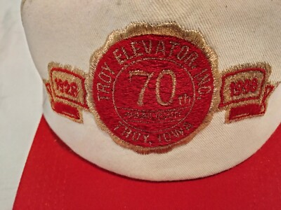 #ad Troy Elevator Trucker Hat Snapback 70th Anniversary Red Beige Gold K Products $9.99