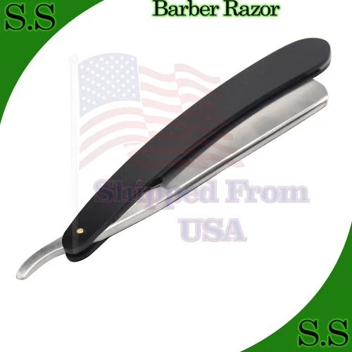 BARBER STRAIGHT CUT THROAT SHAVING RAZOR SHAVE BLACK HANDLE