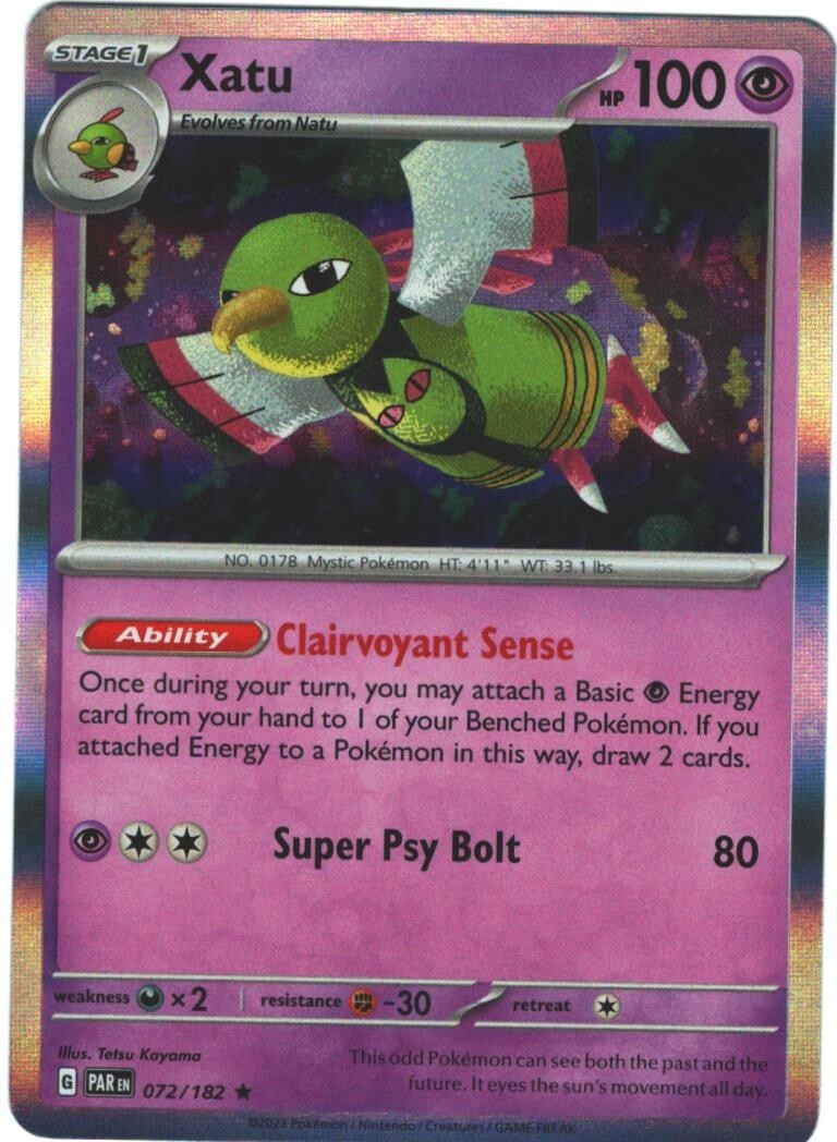 Xatu  72/182 Paradox Rift Holo Rare Pokémon TCG