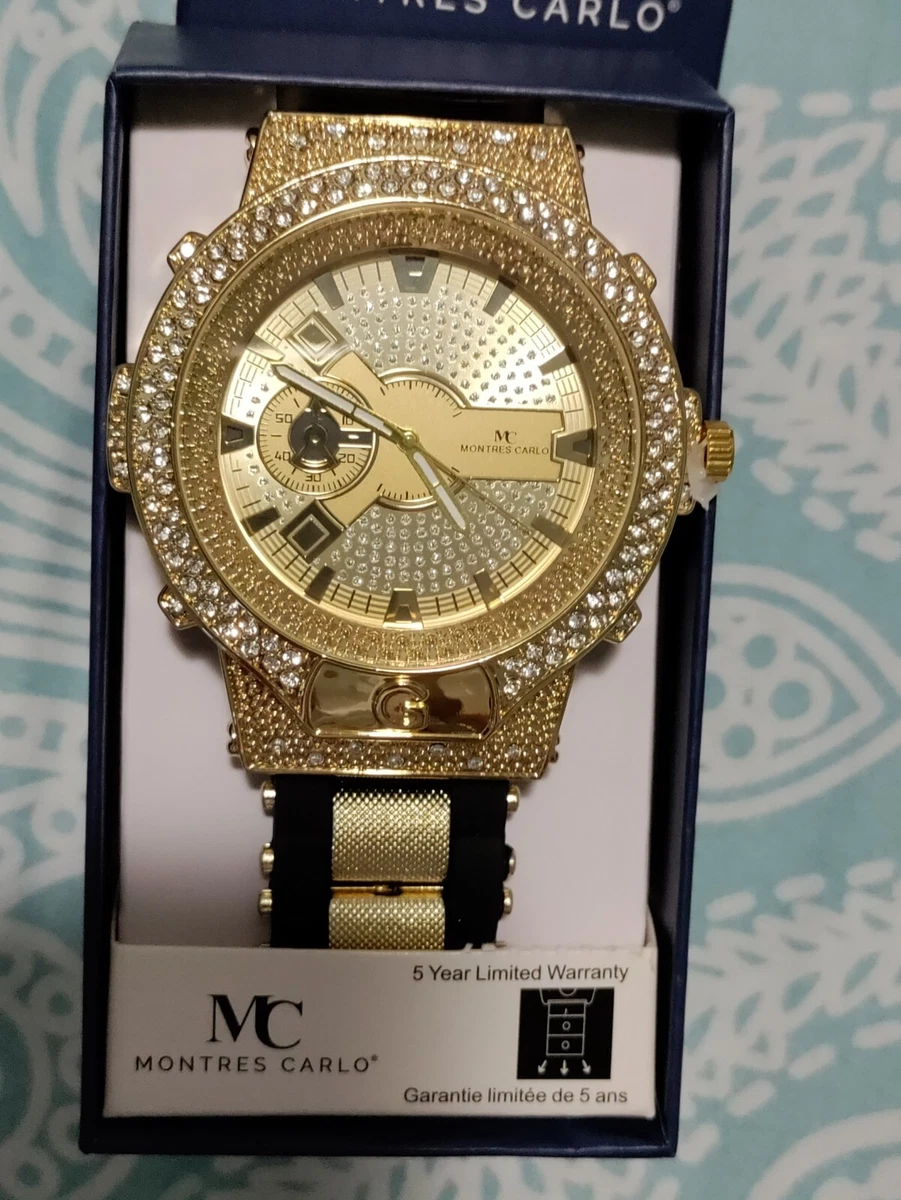 53mm Montres Carlo Men s Luxury Hip Hop Rapper Clubbing Simulate