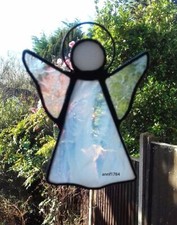 Stained Glass Angel - Handmade - White - Suncatcher - NEW - 10.5cms (4ins)H