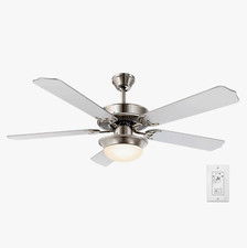 52 in LED Indoor 5 Blades Ceiling Fan Kit Brushed Nickel Silver