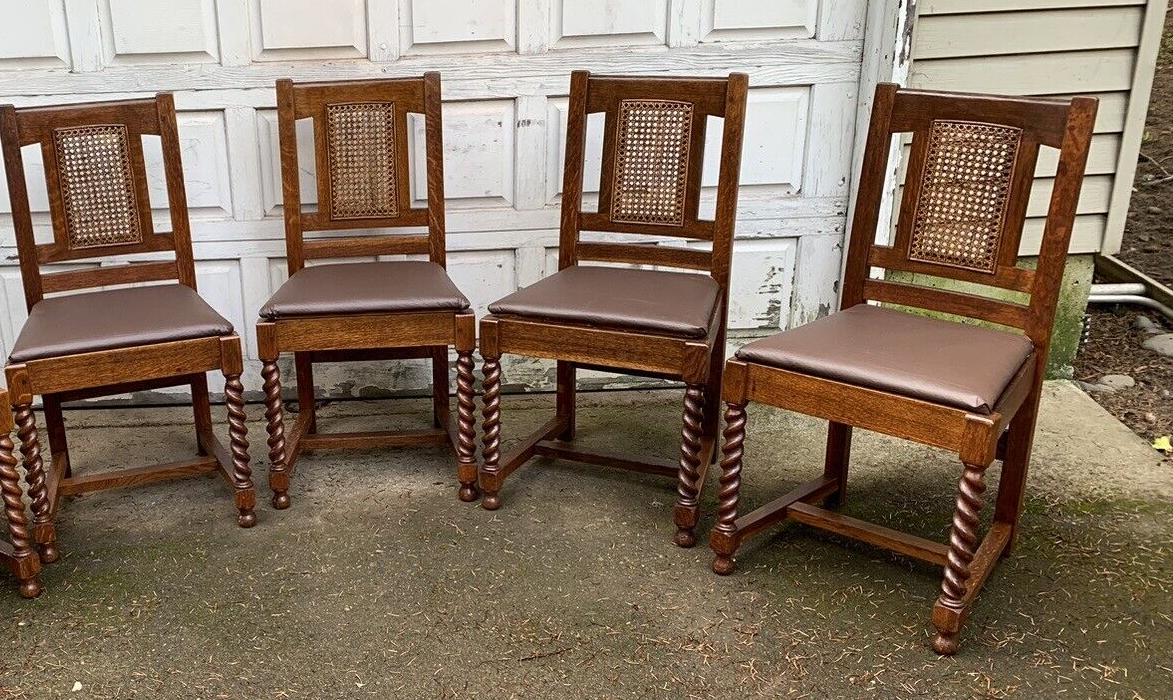 デスクチェア antique furniture 4 Antique Oak Signed Stickley Side Chairs 635 1/2 - Quaint - Grand