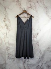 & Other Stories Dress Womens 2 XS Black Midi Swing Crepe Flowy Plunge Tank 
