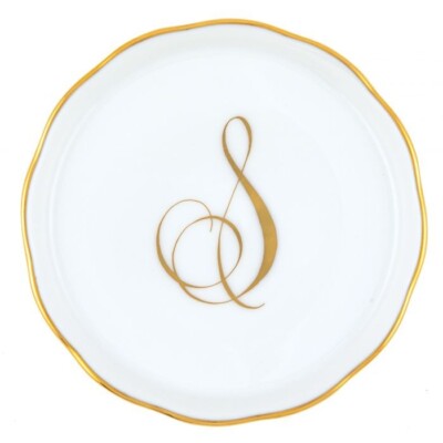 HEREND,  COASTER WITH MONOGRAM LETTER S ,  #600341-S  W/24KT GOLD, BRAND NEW