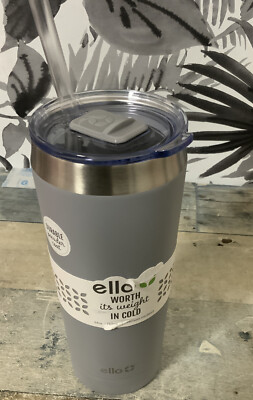 Ello Beacon Vacuum Insulated Stainless Steel Tumbler with Straw - Grey (24oz)