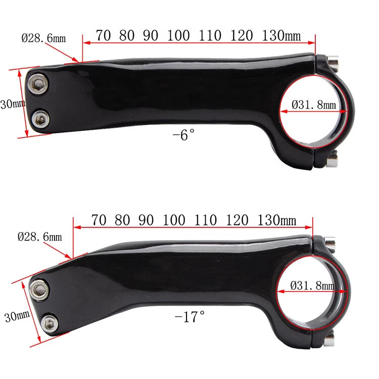 Bicycle Stem UD Carbon Fiber Stem -6°/-17° MTB Road Bike Handlebar Stem 70-130mm - Image 3 of 4