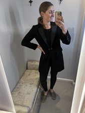 Chanel Long Black Tweed Coat Size 40