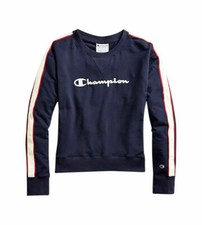 Champion Women's Heritage Crew Fleece Sweatshirt Satin Stitch Logo Taping SZ L