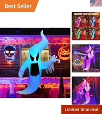 Weather-Resistant 6FT Inflatable Ghost with Built-In LEDs for Halloween Fun