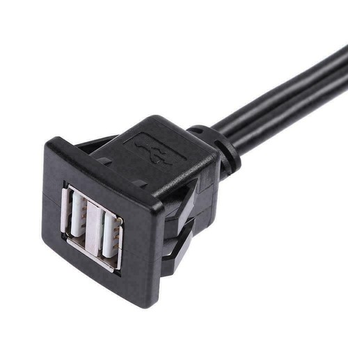 USB DUAL Plug Male AUX Flush Mount Car Boat Motorcycle Mount Extension Cable - Picture 7 of 10