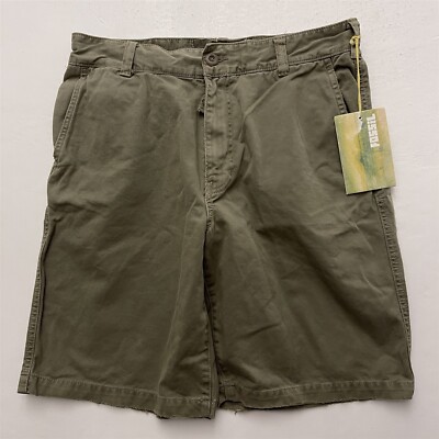NWT Deadstock Fossil 32 x 10'' Olive Broken-In Drawstring Flap Pocket Shorts