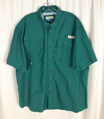 Magellan Outdoors Fish Gear Mens L Green Relaxed Fit Button Down Shirt New