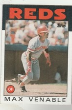 FREE SHIPPING-MINT-1986 Topps #428 Max Venable Reds PLUS BONUS CARDS