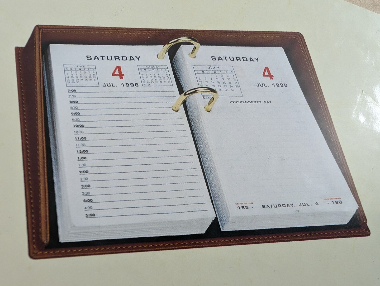 Furniture at Work Home Depot Tobacco Leather Desktop Calendar Holder