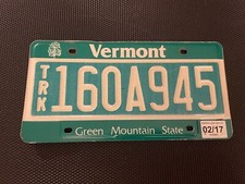 VERMONT LICENSE PLATE TRUCK TRK 160A945 FEBRUARY 2017