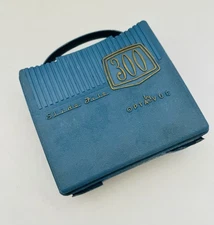 BLUE OPTA-VUE SLIDE FILE 300 SLIDE HOLDER CARRY CASE WITH BOX MADE IN USA