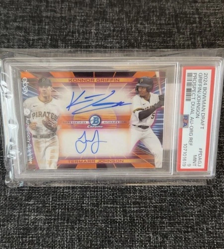 Konnor Griffin Termarr Johnson 2024 Bowman Chrome Dual Auto Orange /25 PSA 9