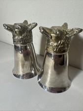 Set tazze caccia volpe placca argento vintage trofeo testa animale rustico campagna 5’