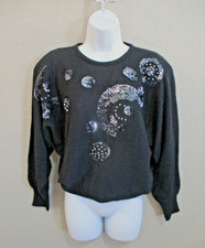VTG 80's Carducci Sweater Size Small Sequin Trim "New Wave"