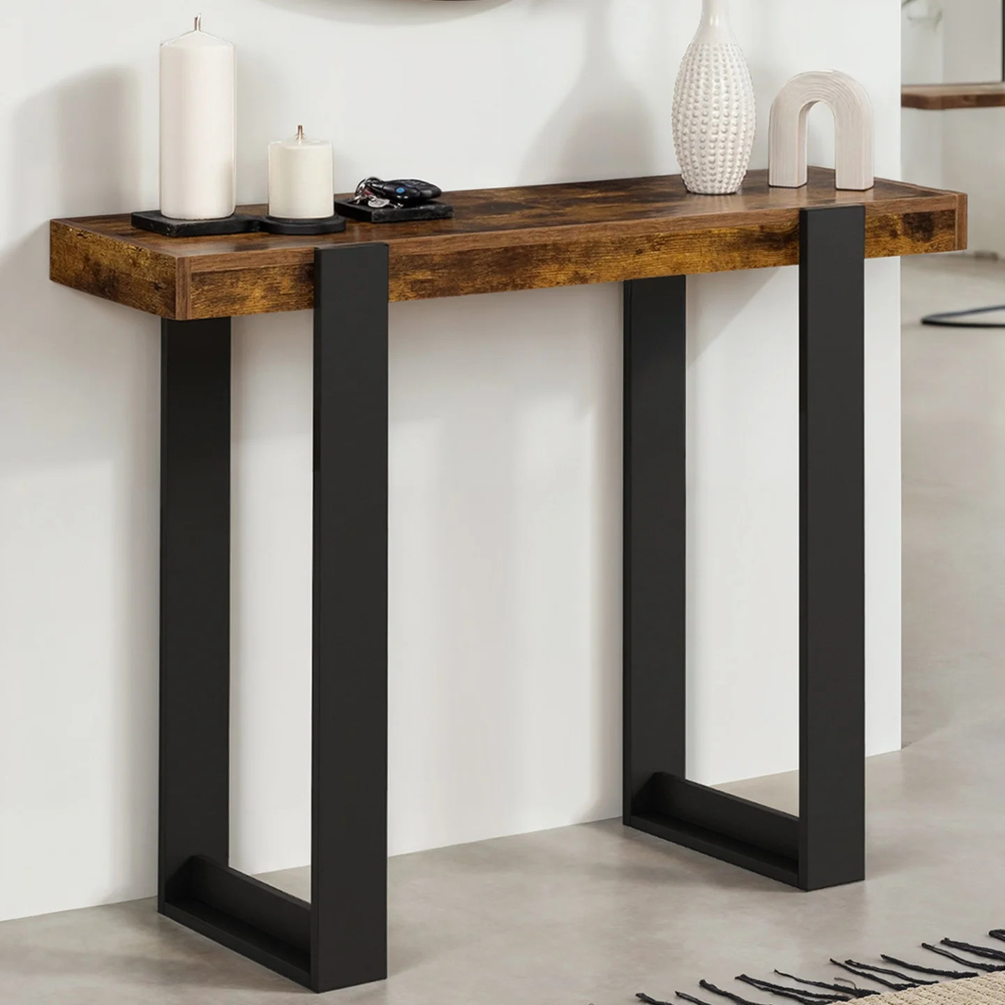 Console PHOENIX table d'appoint industrielle bois vieilli et noir - 2
