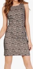 GUESS Black Lace Scalloped Sleeveless Sheath Party Dress GDJP2489 Size 8 NWT