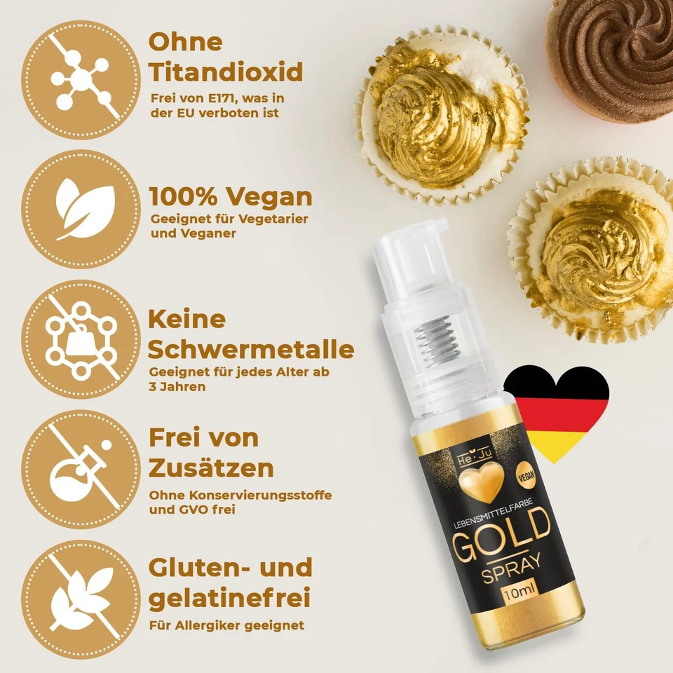 Lebensmittelfarbe Gold Spray 10G Goldpulver Essbar Vegan Und E171 Frei Essbarer - Bild 4 von 4