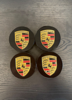4x Neue Porsche Nabendeckel Felgendeckel 76mm Schwarz seidenglanz farbig