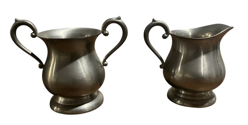 Preisner Pewter 2060 Creamer & Sugar Set 4”