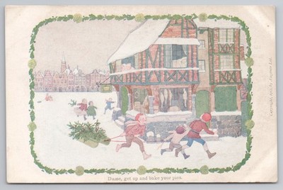 Dame Get Up Le Mair Weihnachtsreim Schneeszene 1912 Kinder Postkarte