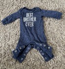 Best Brother Ever Navy Blue Newborn Long Sleeve/Pants Romper — photo 3