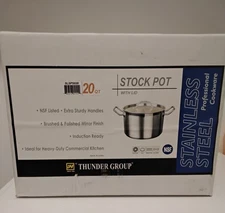 Thunder Group Commercial Stock Pot with Lid 20 QT Stainless Steel NFS Brand New