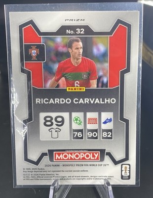 2026 Panini Prizm Monopoly World Cup #32 Ricardo Carvalho Top Hat