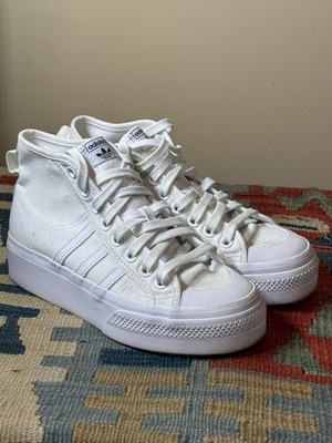 adidas Originals Women's Nizza Platform Mid Size 7 Sneaker White FY2782 