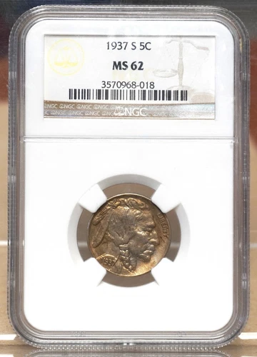 1937-S BUFFALO NICKEL NGC MS62 968018